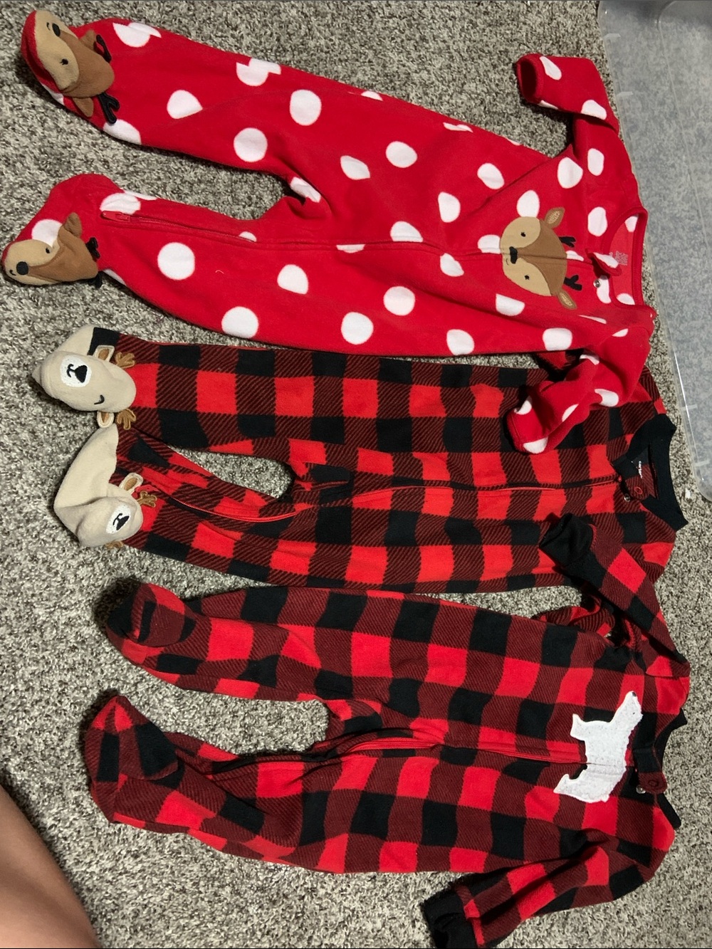 Carter's Red and White Holiday Footed One-Piece Pajamas - 3 Pack